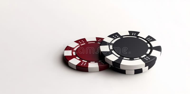 Czerwony niebieski żółty i zielony żeton pokerowy są rozmieszczone w płaskiej warstwie z lewej i prawej krawędzi. generowane przez algorytmy sztuczne