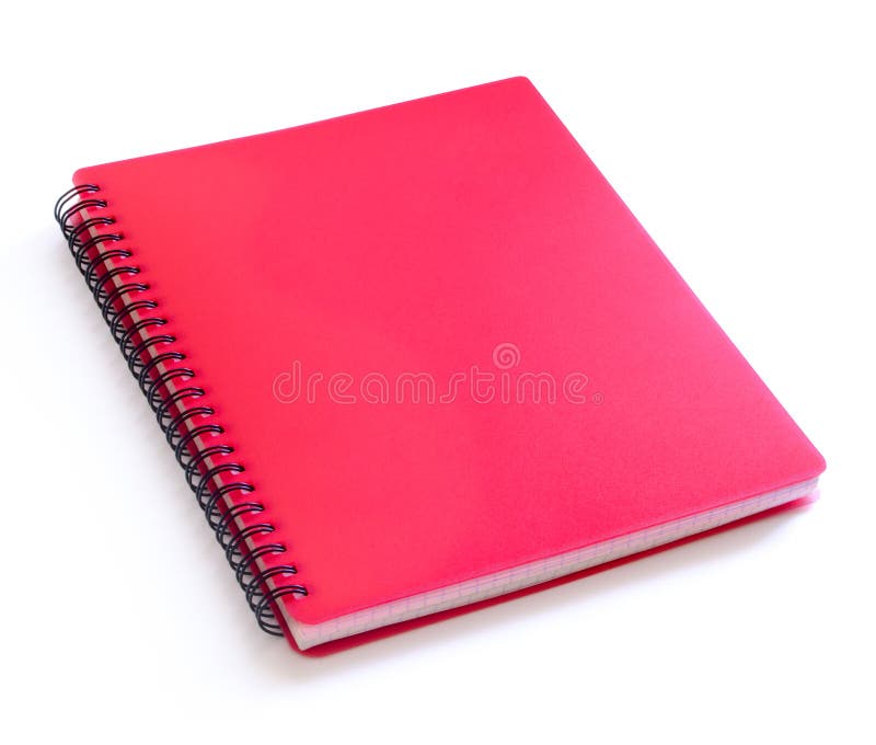 Czerwony Ślimakowaty notatnik Odizolowywający na Białym tle