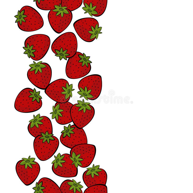Czerwonych truskawek vertical kolorowa owocowa bezszwowa granica ilustracja wektor Czerwonych truskawek vertical kolorowa owocowa bezszwowa granica ilustracja wektor