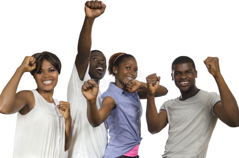 Four african Friends in joy, Studio Shot. Four african Friends in joy, Studio Shot