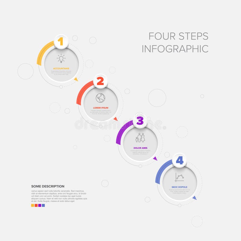 Cztery etapy projektowania infograficznego dla wizualizacji procesów biznesowych royalty ilustracja