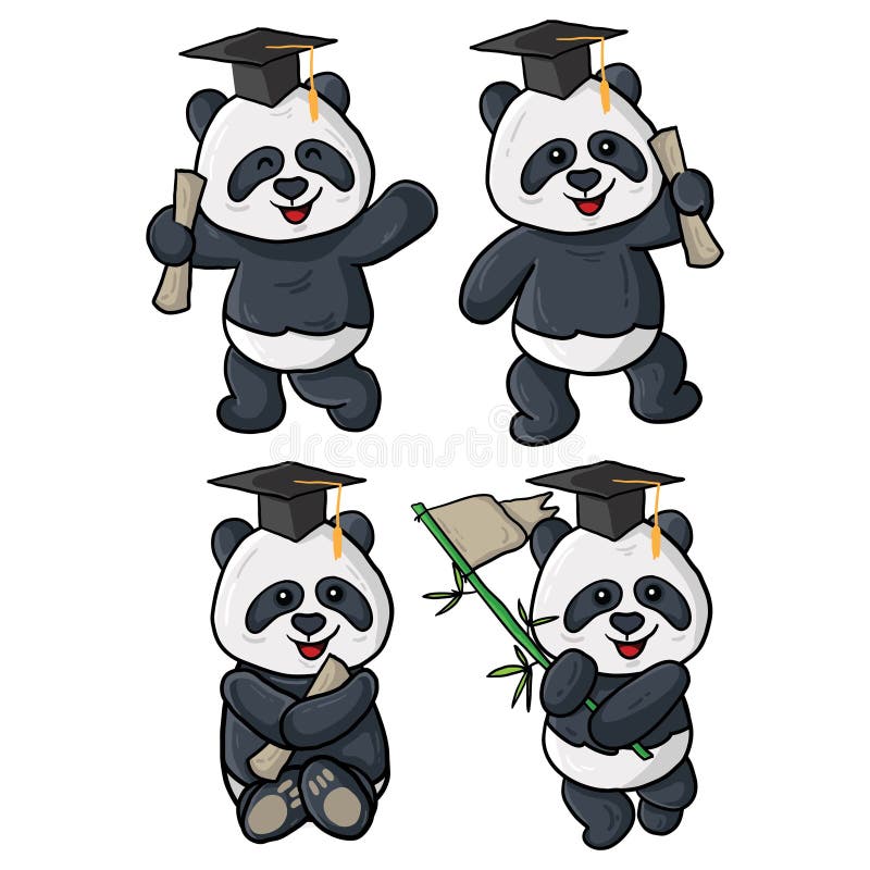 Cztery pandy skalowania ilustracji ilustracji Cztery pandy skalowania ilustracji ilustracji