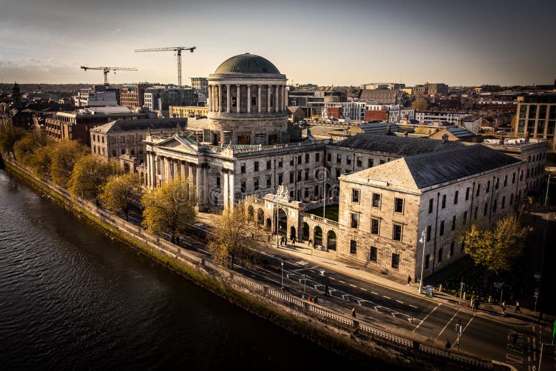 Four Courts in Dublin - aerial view photography. Four Courts in Dublin - aerial view photography