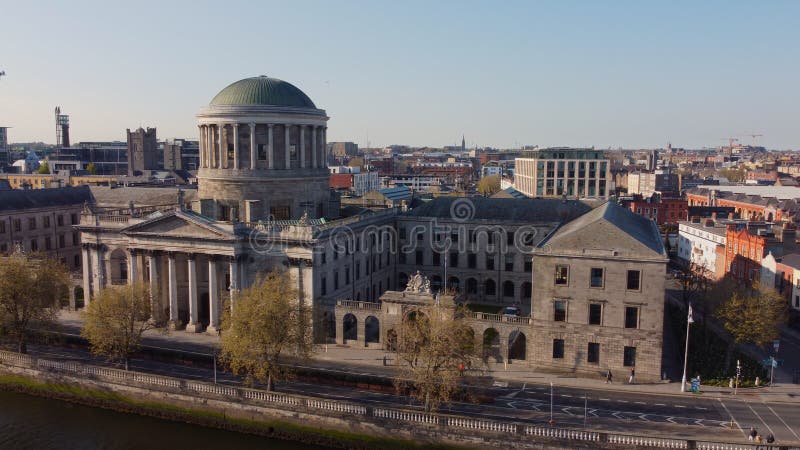 Four Courts in Dublin - aerial view - drone footage. Four Courts in Dublin - aerial view - drone footage