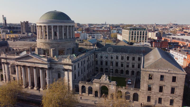 Four Courts in Dublin - aerial view - drone footage. Four Courts in Dublin - aerial view - drone footage