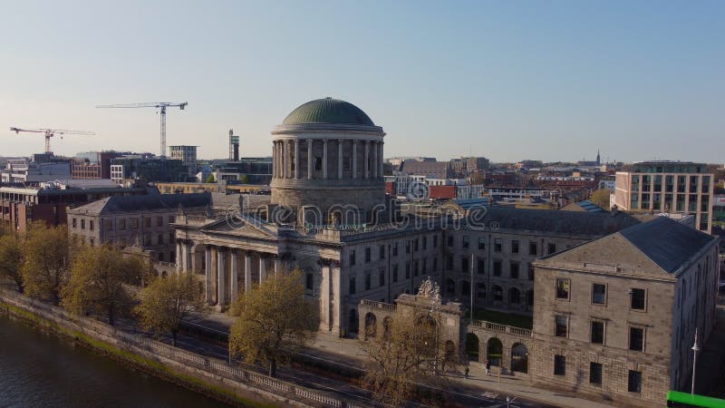 Four Courts in Dublin - aerial view - drone footage. Four Courts in Dublin - aerial view - drone footage