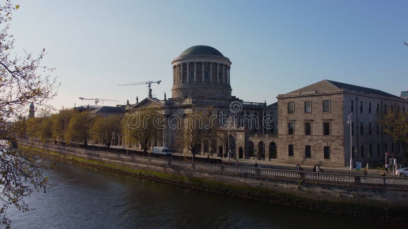 Four Courts in Dublin - aerial view - drone footage. Four Courts in Dublin - aerial view - drone footage