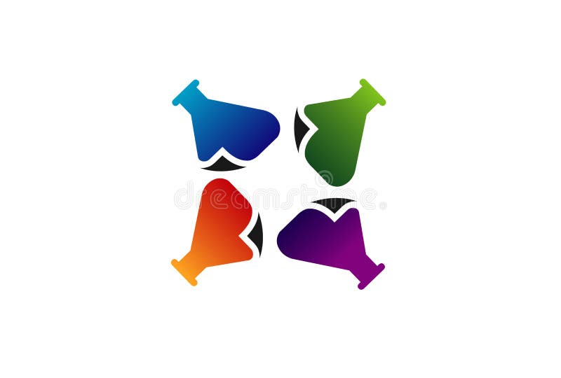 Cztery zlewek chemii Kolorowy logo royalty ilustracja