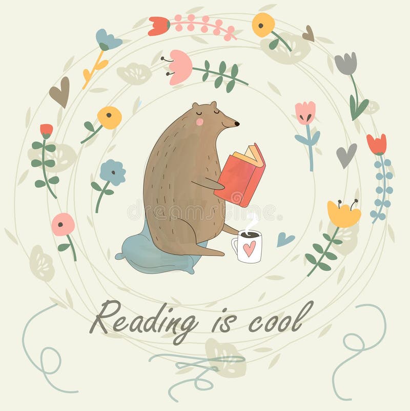 Czytelniczy niedźwiedź ilustracji Czytelniczy niedźwiedź ilustracji
