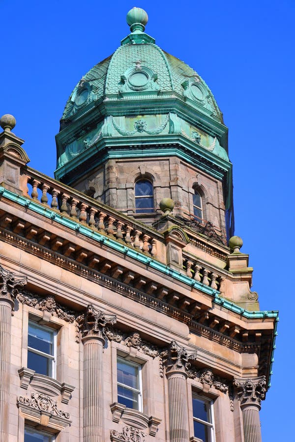 BELFAST NORTHERN IRELAND UNITED KINGDOM 06 03 2023: Part of the Scottish Provident Institution building was built in sections between 1897 and 1902 with a design by Young Mackenzi. BELFAST NORTHERN IRELAND UNITED KINGDOM 06 03 2023: Part of the Scottish Provident Institution building was built in sections between 1897 and 1902 with a design by Young Mackenzi