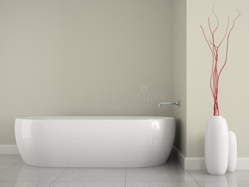 Part of the interior bathroom with branches decor 3d. Part of the interior bathroom with branches decor 3d