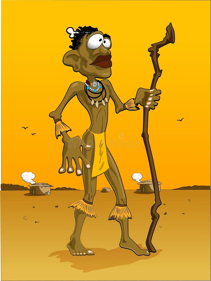 Afrykański mężczyzna/pomarańczowe tło royalty ilustracja