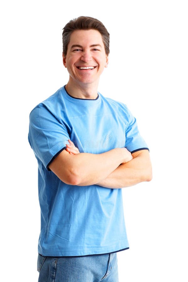 Funny happy man. Isolated over white background. Funny happy man. Isolated over white background