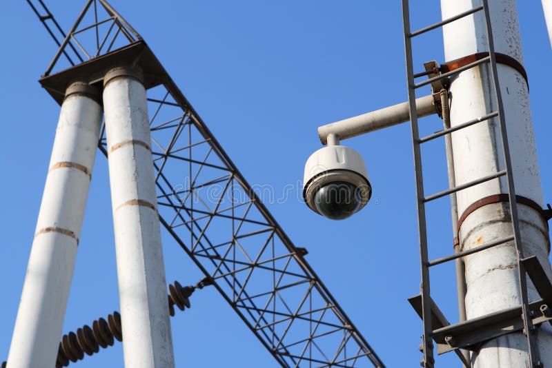 360-degree surveillance cameras installed in the high-voltage station. 360-degree surveillance cameras installed in the high-voltage station.