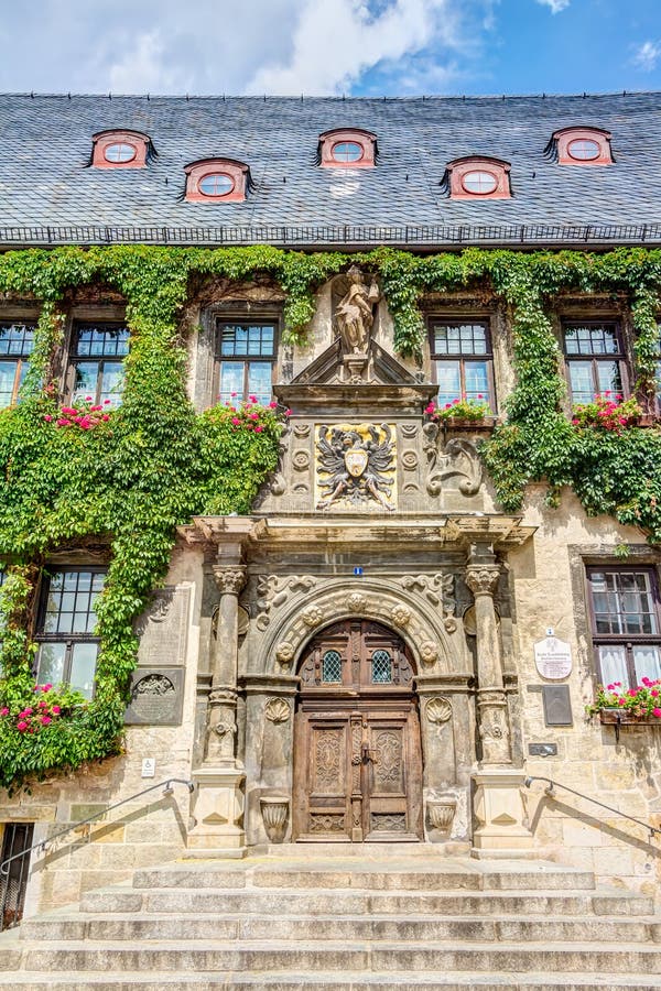 Câmara municipal em Quedlinburg, Alemanha imagens de stock Câmara municipal em Quedlinburg, Alemanha imagens de stock