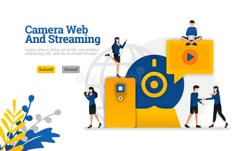 A câmera e o conceito a Web da fluência, o vídeo digital do Internet e dos meios do desenvolvimento do vetor da ilustração podem ilustração royalty free A câmera e o conceito a Web da fluência, o vídeo digital do Internet e dos meios do desenvolvimento do vetor da ilustração podem ilustração royalty free