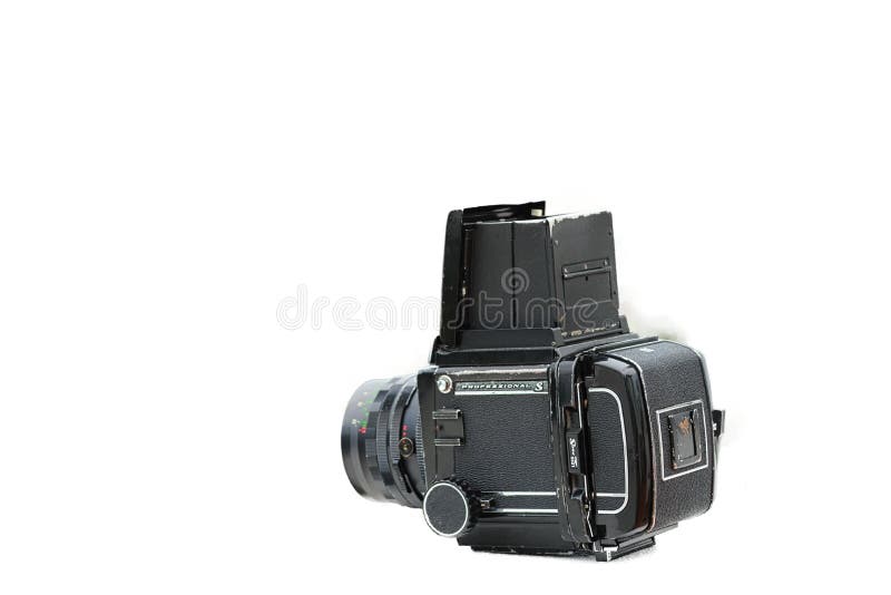 Câmera média retro do formato com fundo branco foto de stock Câmera média retro do formato com fundo branco foto de stock