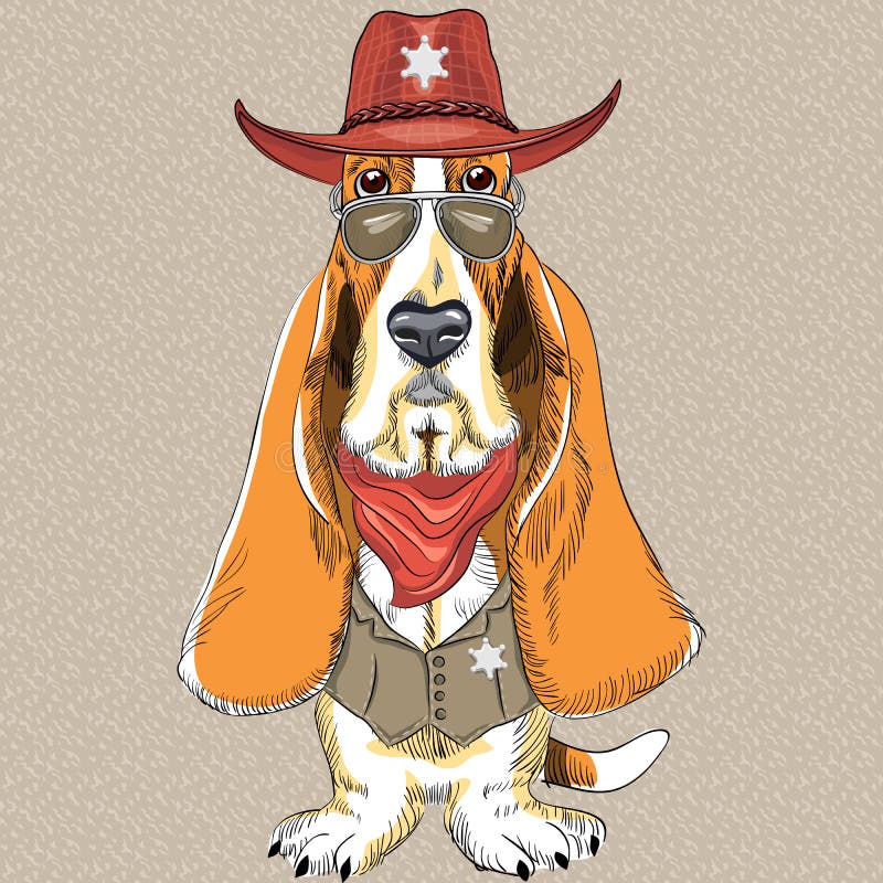 Cão engraçado Basset Hound do moderno dos desenhos animados do vetor ilustração do vetor Cão engraçado Basset Hound do moderno dos desenhos animados do vetor ilustração do vetor