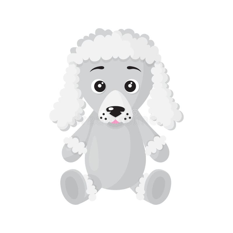 Cão poodle sentado em desenho vetorial, estilo cartoon ilustração stock