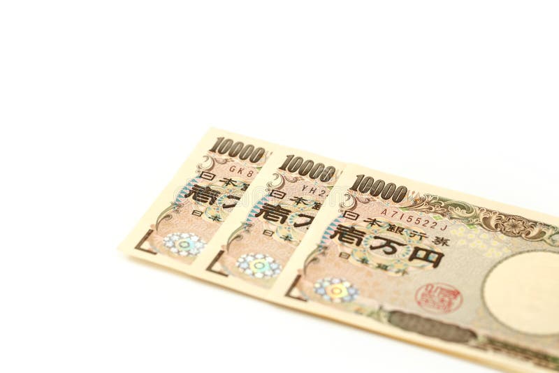 Japanese bank note 10000 yen or money on a white background. Japanese bank note 10000 yen or money on a white background