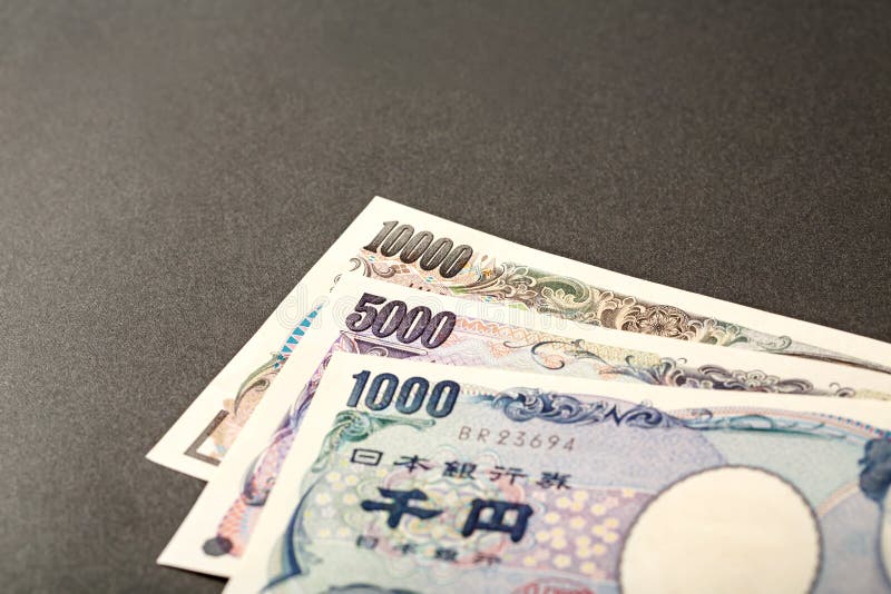 Japanese bank note 10000 yen 5000 yen and 1000 yen on black background. Japanese bank note 10000 yen 5000 yen and 1000 yen on black background