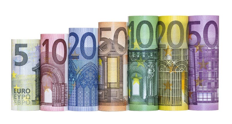 Euro Money Banknotes, isolated on white background. Euro Money Banknotes, isolated on white background