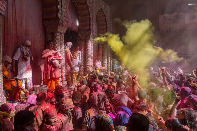 Célébration de Holi, Vrindavan et Mathura, Inde images libres de droits Célébration de Holi, Vrindavan et Mathura, Inde images libres de droits