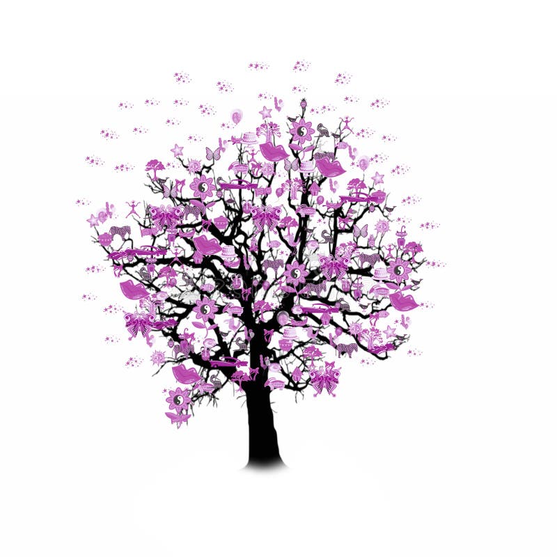 Download Célébration Heureuse, Arbre Drôle Avec Des Symboles De Vacances Illustration Stock - Illustration du oiseaux, fond: 77151822