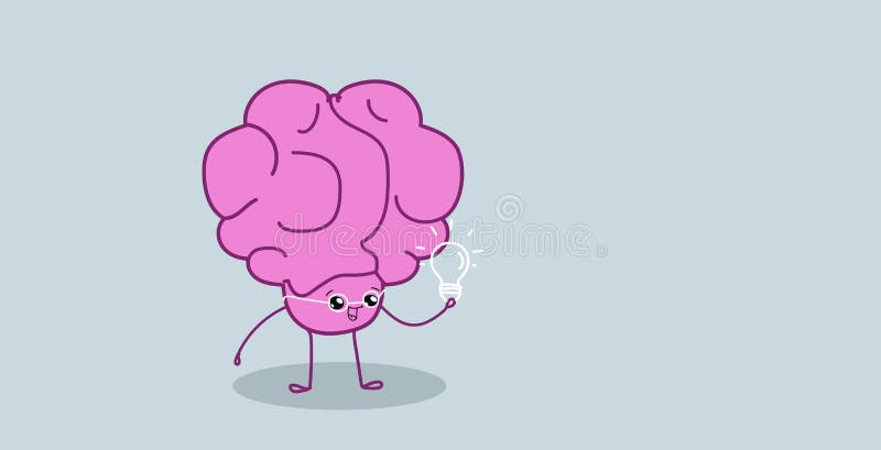 Cérebro humano bonito que guarda o estilo criativo do kawaii do personagem de banda desenhada do rosa do conceito da imaginação d ilustração stock Cérebro humano bonito que guarda o estilo criativo do kawaii do personagem de banda desenhada do rosa do conceito da imaginação d ilustração stock