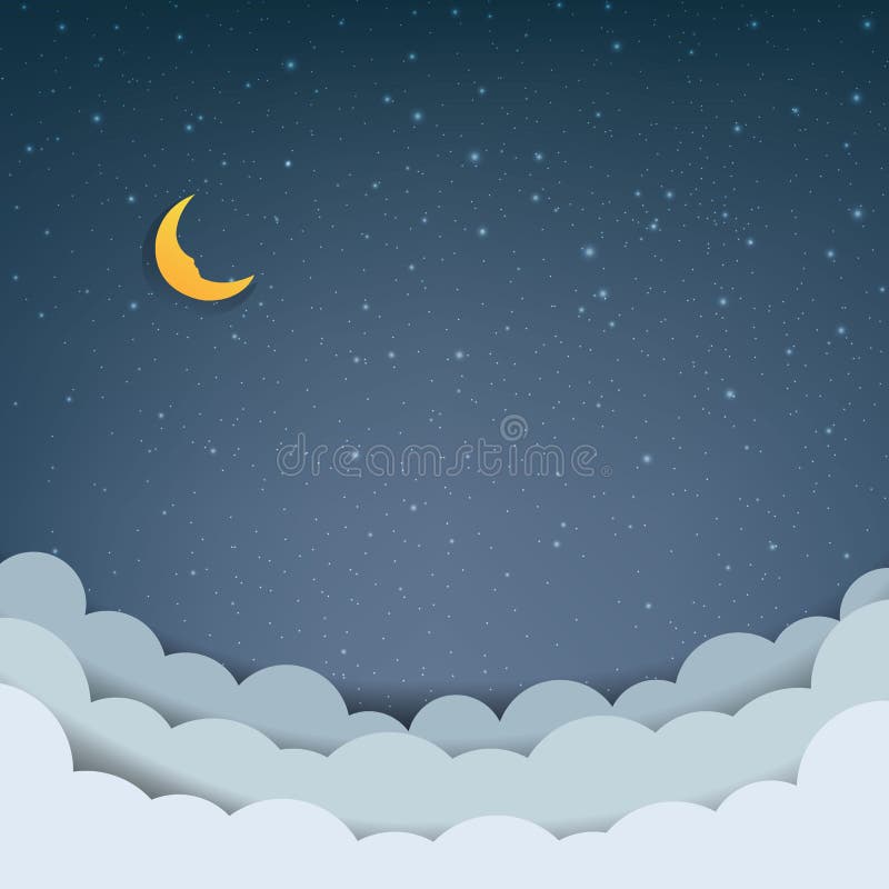 Céu animado com estrelas e nuvens ilustração royalty free