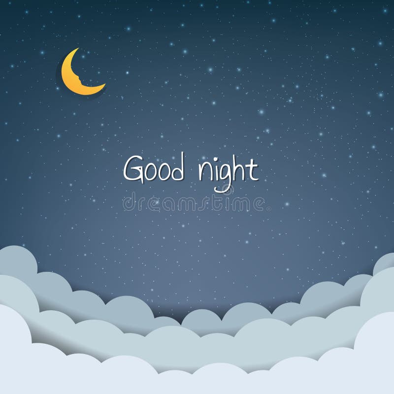 Céu animado com estrelas e nuvens ilustração stock