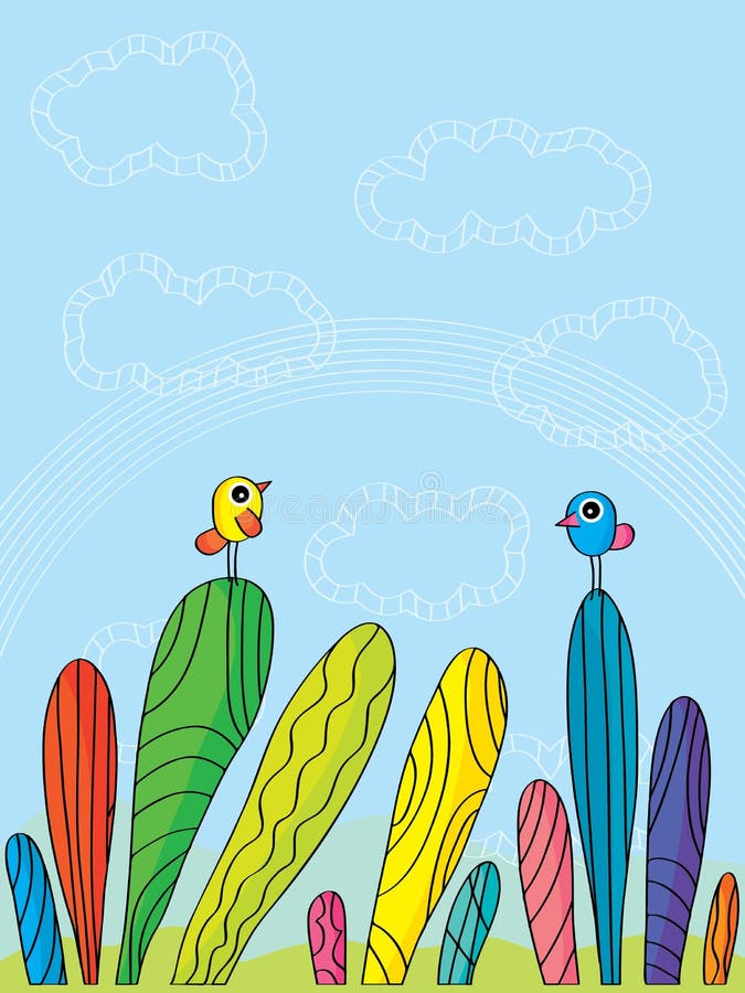 Céu colorido da parte superior do pássaro ilustração stock Céu colorido da parte superior do pássaro ilustração stock
