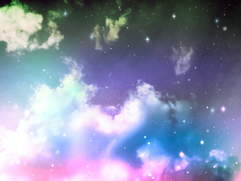 Colorful soft blue and pink light in space night sky with cloud and star, abstract science background. Colorful soft blue and pink light in space night sky with cloud and star, abstract science background