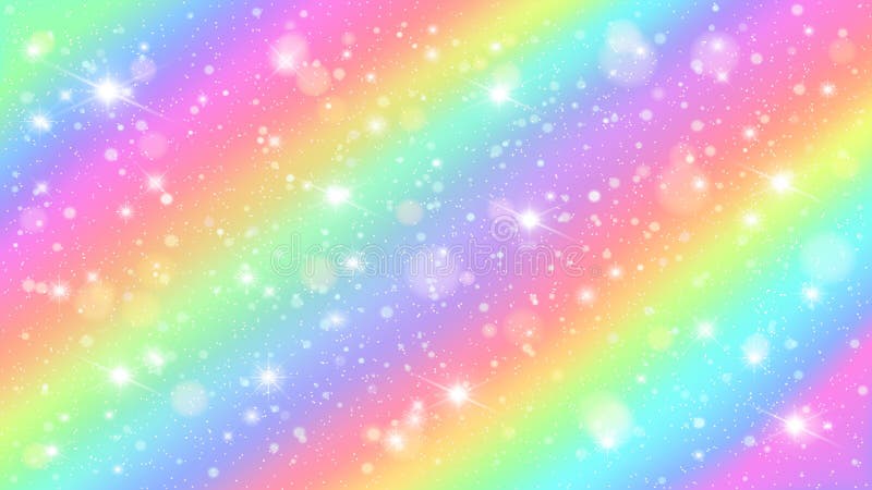 Glitters rainbow sky. Shiny rainbows pastel color magic fairy starry skies and glitter sparkles. Unicorn rainbow, fantasy princess or star watercolor universe vector background illustration. Glitters rainbow sky. Shiny rainbows pastel color magic fairy starry skies and glitter sparkles. Unicorn rainbow, fantasy princess or star watercolor universe vector background illustration