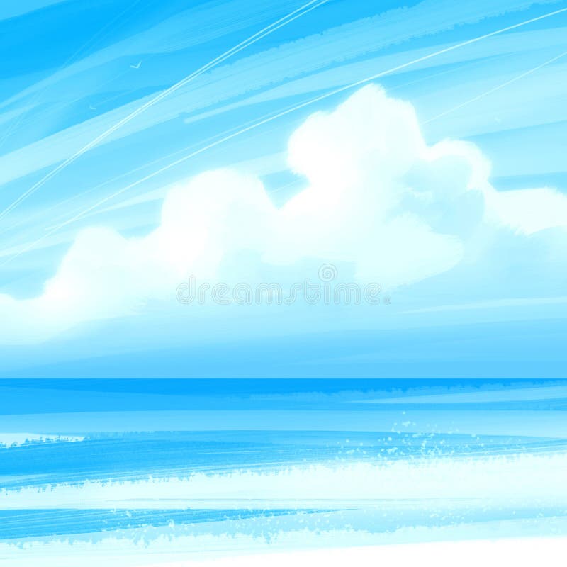 Céu, mar e nuvem ilustração stock