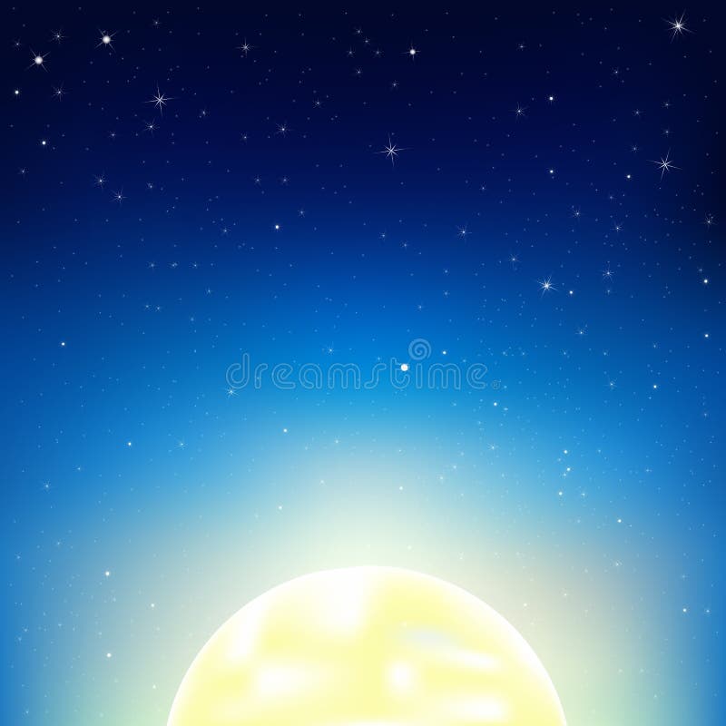 Céu noturno com lua ilustração stock