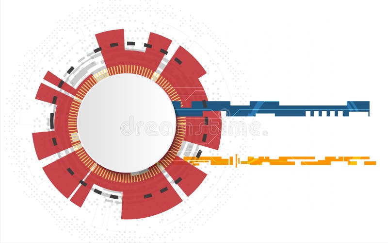 Círculo blanco de la tecnología y fondo abstracto de informática con la línea del circuito Negocio y conexi?n Futurista y stock de ilustración Círculo blanco de la tecnología y fondo abstracto de informática con la línea del circuito Negocio y conexi?n Futurista y stock de ilustración