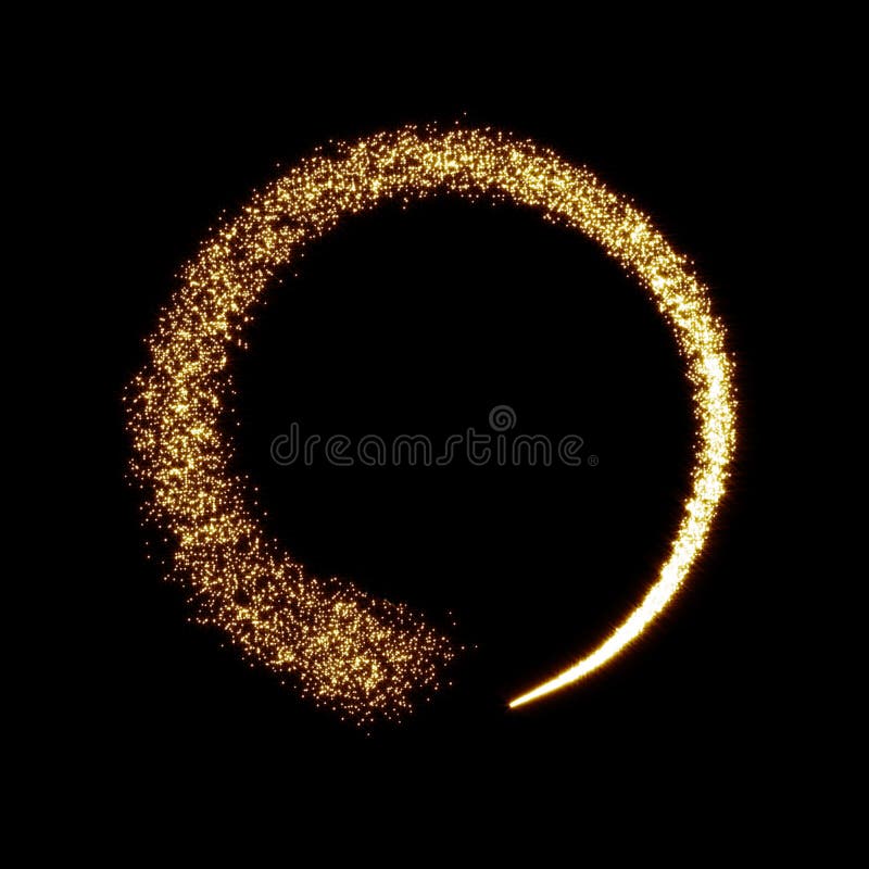 Gold glittering star dust circle background. Gold glittering star dust circle background