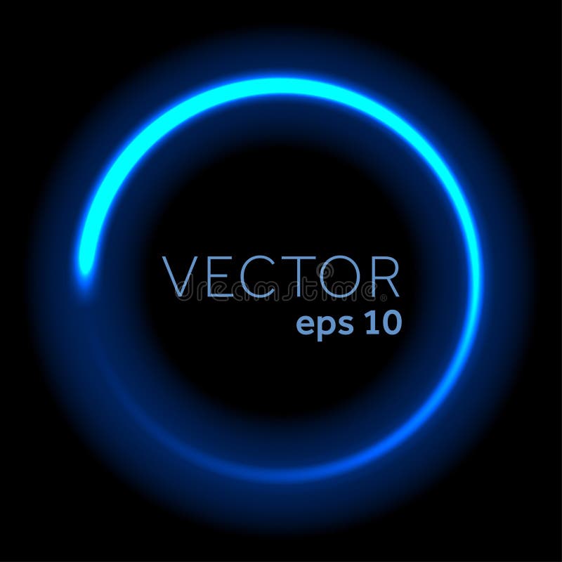 Vector blue neon glittering circle trail. Vector blue neon glittering circle trail
