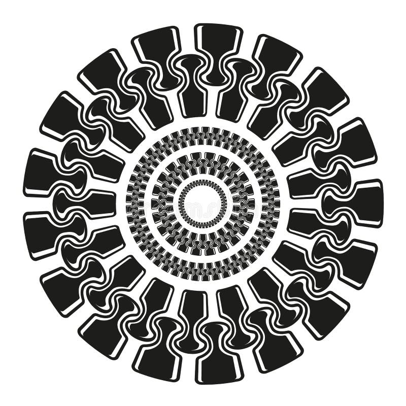 Círculos de zíper em forma de círculo ao preto de estilo simples ilustração stock Círculos de zíper em forma de círculo ao preto de estilo simples ilustração stock