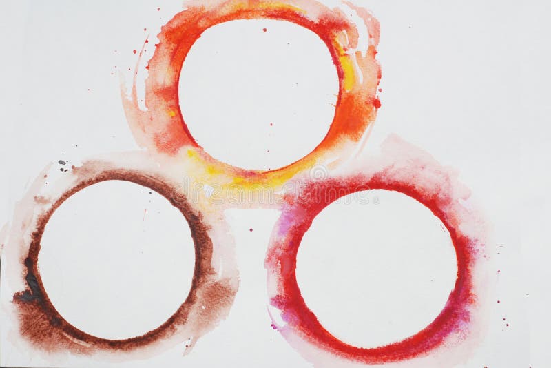 Círculos estilizados de la acuarela en colores del arco iris en un fondo texturizado blanco watercolor fotografía de archivo Círculos estilizados de la acuarela en colores del arco iris en un fondo texturizado blanco watercolor fotografía de archivo