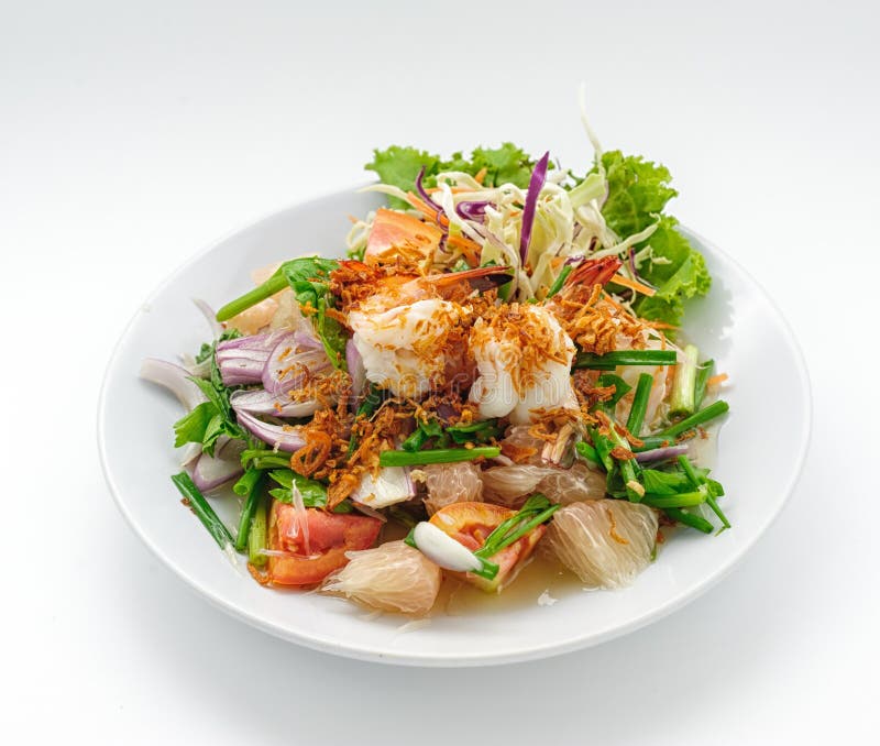 Cóctel de los mariscos con la cebolla verde foto de archivo Cóctel de los mariscos con la cebolla verde foto de archivo
