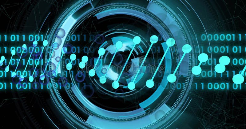 Código binario e interfaz digital circular con puntos de datos imagen futurista stock de ilustración