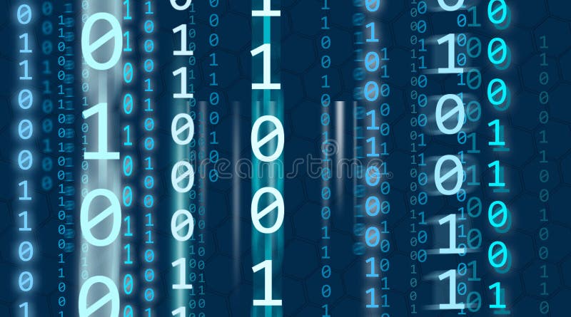 Digital binary code on a dark blue background with blue numbers. New technologies, business, computer systems, digital illustration, digitally generated image. High quality photo. Digital binary code on a dark blue background with blue numbers. New technologies, business, computer systems, digital illustration, digitally generated image. High quality photo