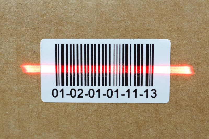 Código de barras con el laser en la caja del cartón