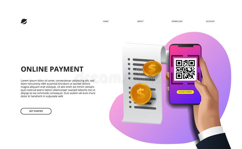 Código de exploración en línea del qr de la cuenta de pago con el teléfono elegante stock de ilustración