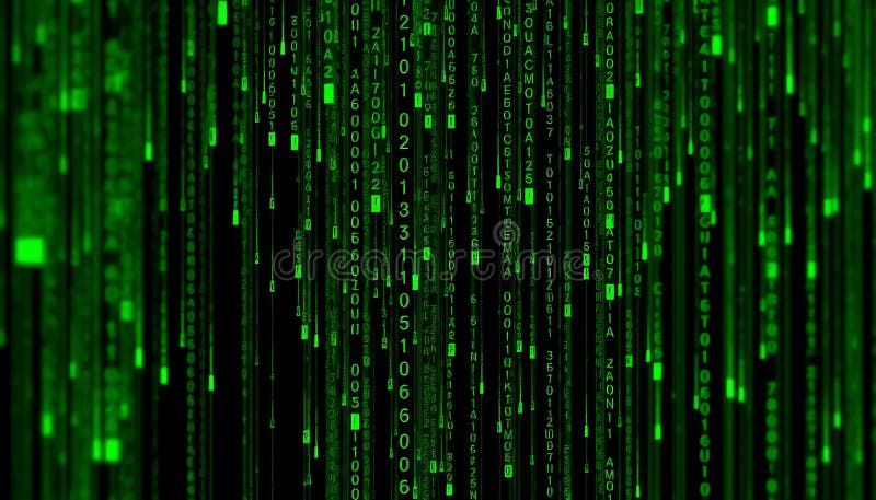 Código de matriz tecnología de lluvia digital verde datos del ciberespacio Stock Foto IA generativa libre illustration