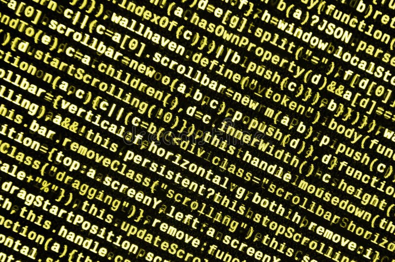Código del Javascript en editor de texto Concepto del ciberespacio de la codificación Pantalla del código que se convierte de la stock de ilustración
