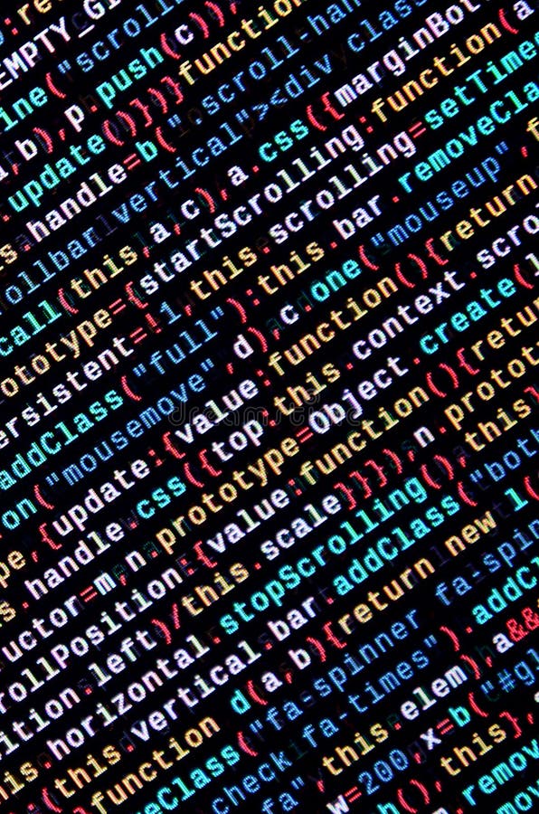 Código del Javascript en editor de texto Concepto del ciberespacio de la codificación Pantalla del código que se convierte de la libre illustration