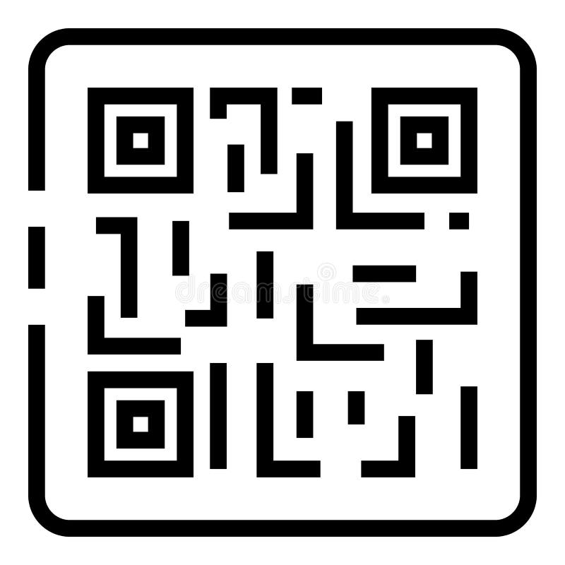 Código en el icono del marco, estilo de QR del esquema stock de ilustración